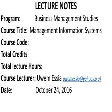 Lecture notes on_management_information