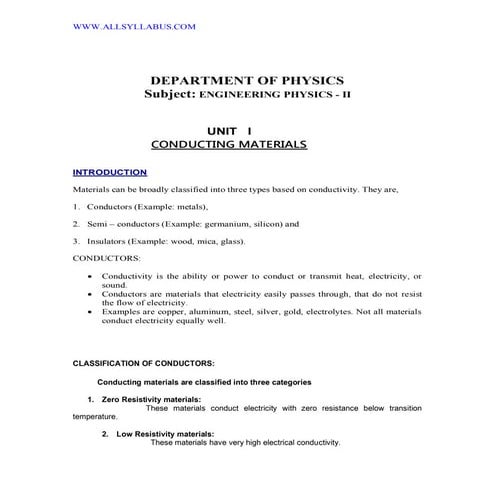 Engineering Physics - II second semester Anna University lecturer notes