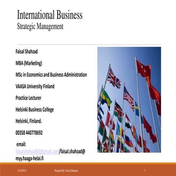 INTERNATIONAL BUSINESS STRATEGIC MANAGEMENT MARKET ENTRY MODES CHOICE