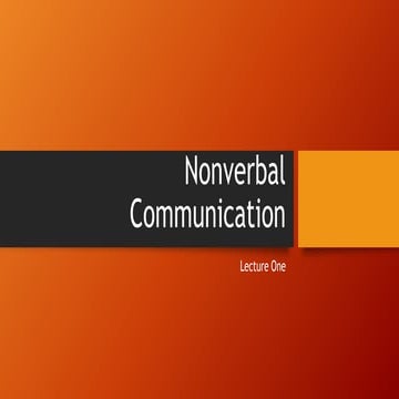 Lecture one   nonverbal communication