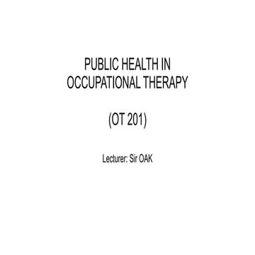 Introduction to Pubic Health in Occupational Therapy