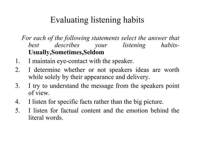 Lecture on listening