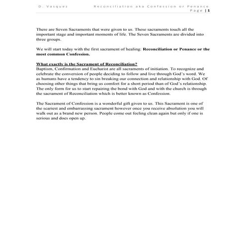 Lecture plan for Confession 