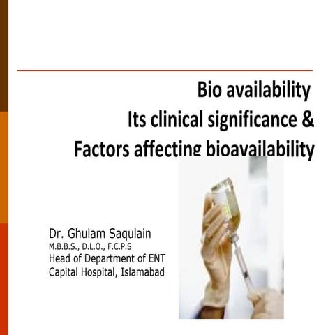 Lectures 11 Bioavailability