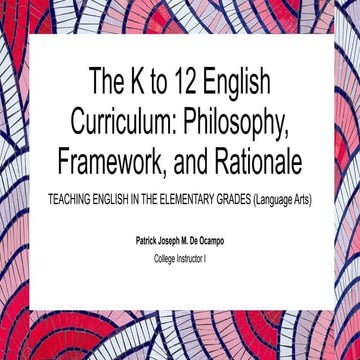 Lectures and Assessments Prelims: TEEGLA