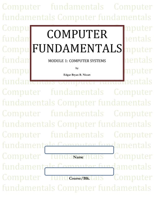 Lecture series 1 computer fundamentals