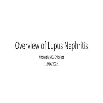 Lupus Nephritis-Diagnosis and management