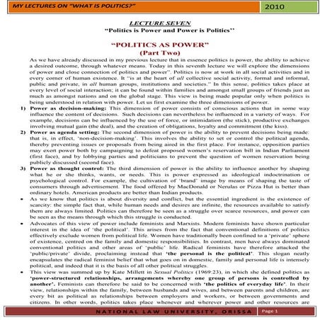 Lecture seven politics as power-part two