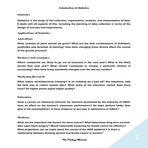 Lecture sheet on basic statistics | PDF