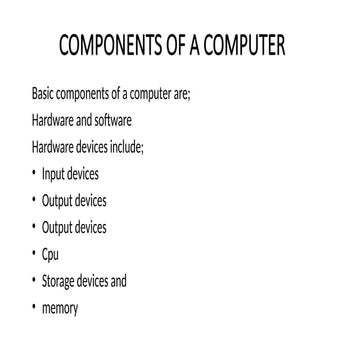 Comprehensive Overview of Computer Components, Classifications, and ...