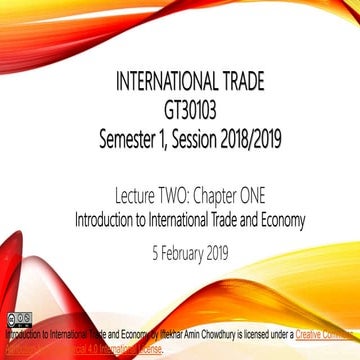 Introduction to International Trade and Economy