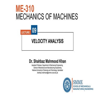 Mechanics Of Machines Lecture Number Nine