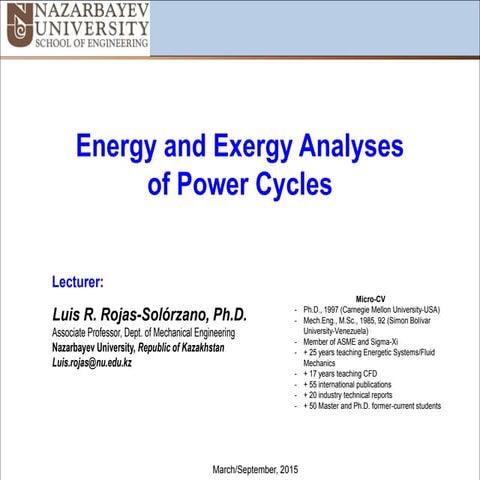 Energy and Exergy Analyses of Power Cycles