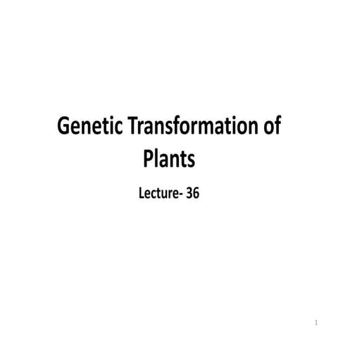 Lectut btn-202-ppt-l36. genetic transformation of plants