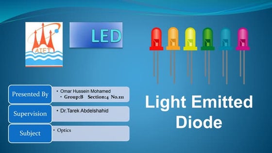 LIGHT EMITTING DIODE(LED) is The physics Seminar | PPT