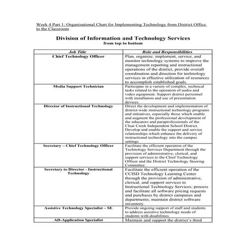 Technology Organizational Chart and Action Plan
