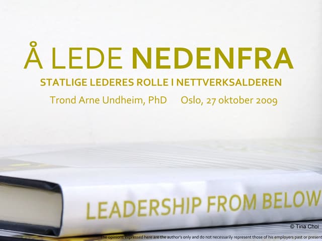 Å LEDE NEDENFRA  STATLIGE LEDERES ROLLE I NETTVERKSALDEREN