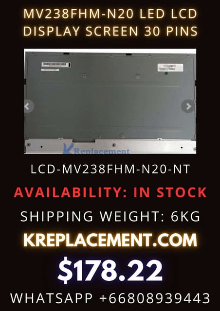 Display LCD Screen Pannello IPS LED 23.8 FHD p/n MV238FHM-N20 L01814-L72