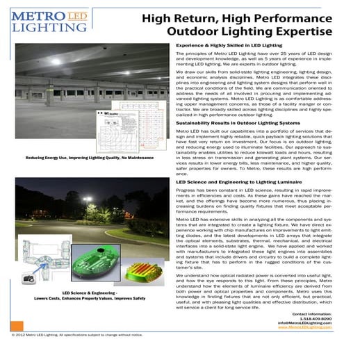 LED Outdoor Lighting Experts - Background on Metro LED Lighting