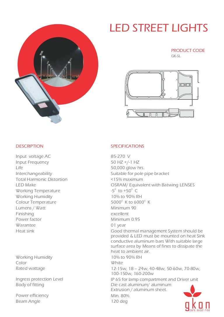LED Street Lights Technical Details