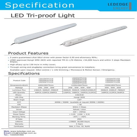 LED Tri Proof Light data_sheet