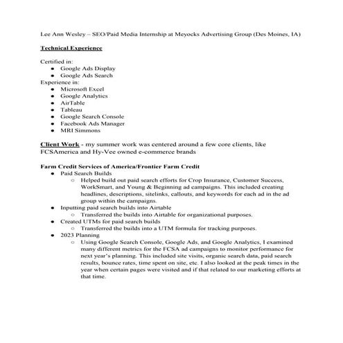 My Internship Experience