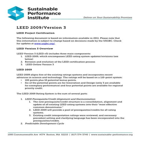 LEED 2009/Version 3