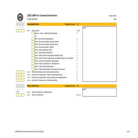 Leed 2009 for commercial interiors  ci2009 checklist-details