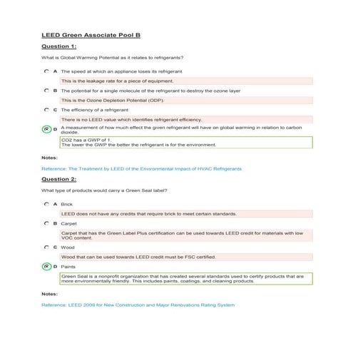 Leed green associate pool b - answer | PDF