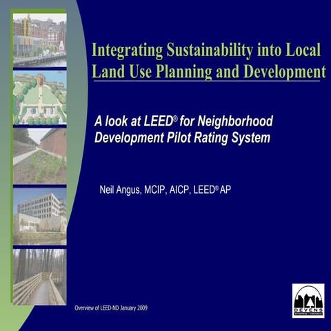 Integrating Sustainability into Local Land Use Planning and Development