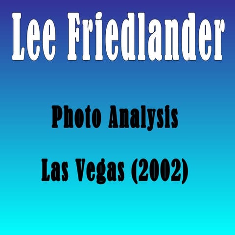 Lee Friedlander - Photo analysis K.Brett