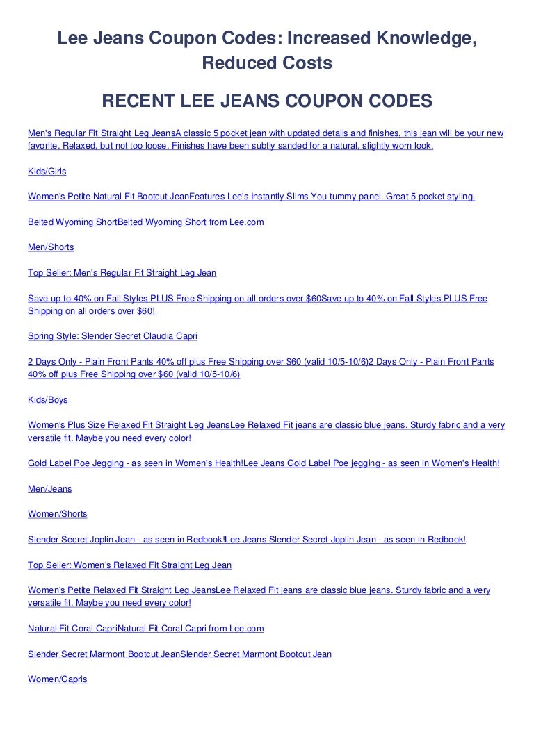 lee jeans promo code