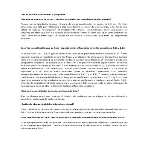 Leer el artículo y responder  5 preguntas