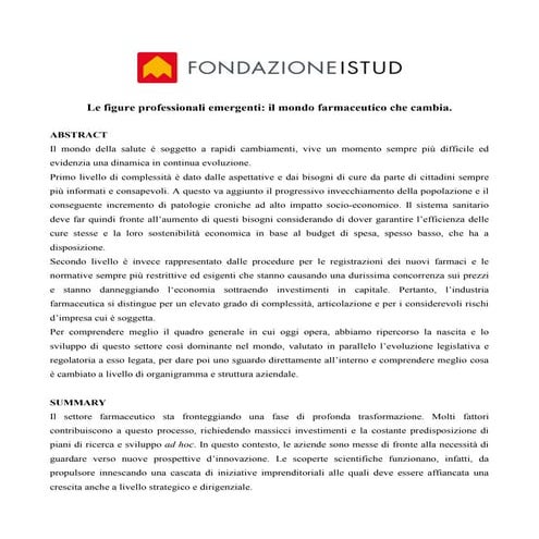 Le figure professionali emergenti: il mondo farmaceutico che cambia.