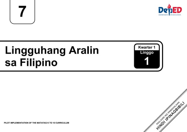 LESSON EXEMPLAR FILIPINO 7 - WEEK 1 - MATATAG CURRICULUM