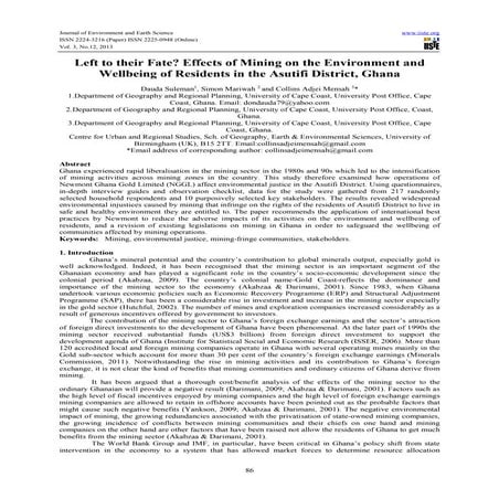 Small-Scale Mining and Empowerment of Women in the Adansi North ...