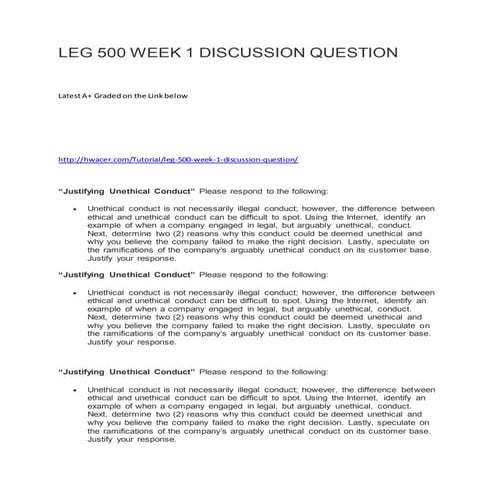 Leg 500 week 1 discussion question
