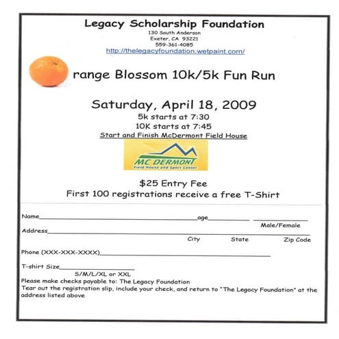 Orange Blossom Fun Run Registration