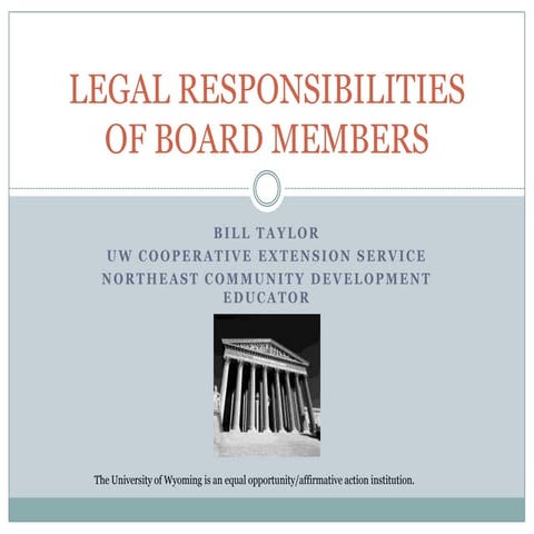 Legal Responsibilities of Board Members