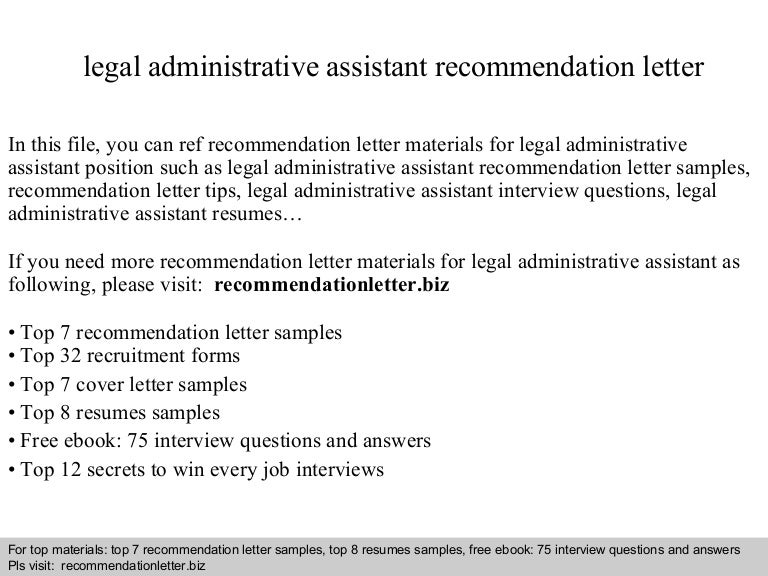 legal administrative assistant recommendation letter recommendation letter for paralegal