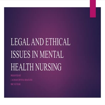 legal and ethical issues in mental health nursing