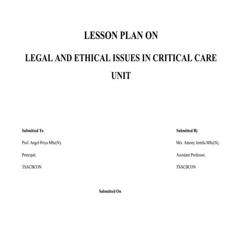 Legal and ethical issues in critical care nursing | PPTX