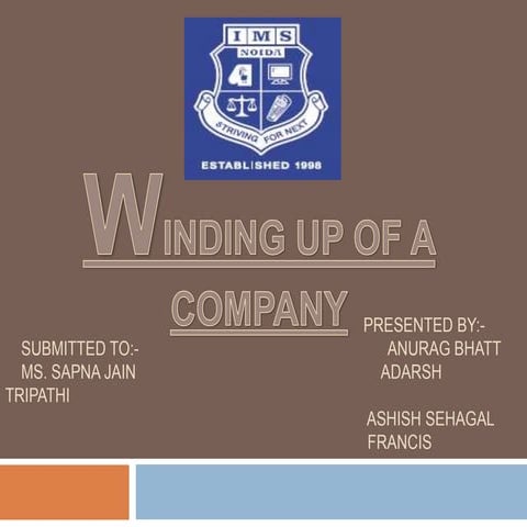 winding up of company