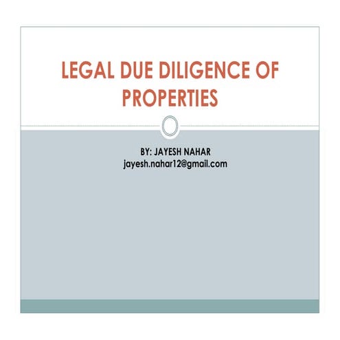 Legal Due Diligence of Properties