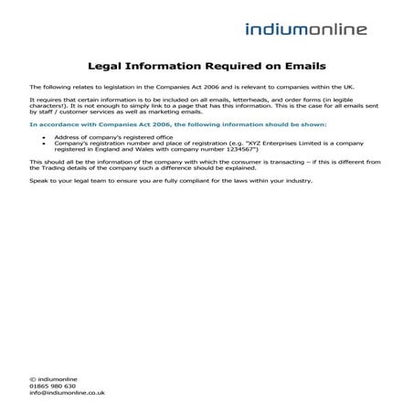 Legal Email Information | PDF