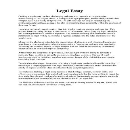Legal Essay. Legal Studies Sample Essays  Legal Studies - Year 12 HSC  Thinkswap