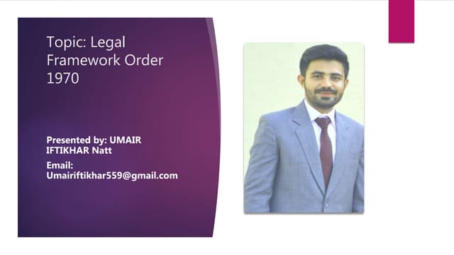 Legal framework order 1970