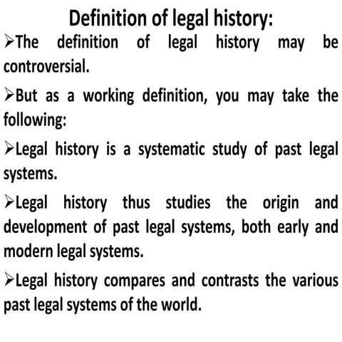 Legal History and Tradition Lecture Notes