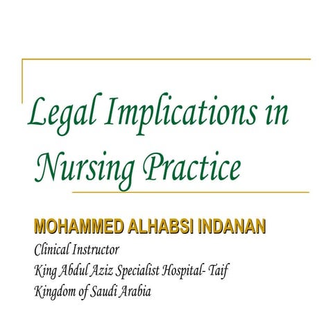 Legal Implications In Nursing Practice