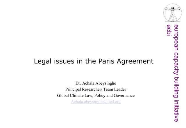 Legal issues in the Paris Agreement